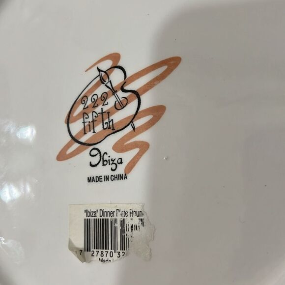 222 Fifth Ibaza Dinner Plate 11 1/2 Inch Round Scalloped Floral Blue Brown Pink - Picture 5 of 9